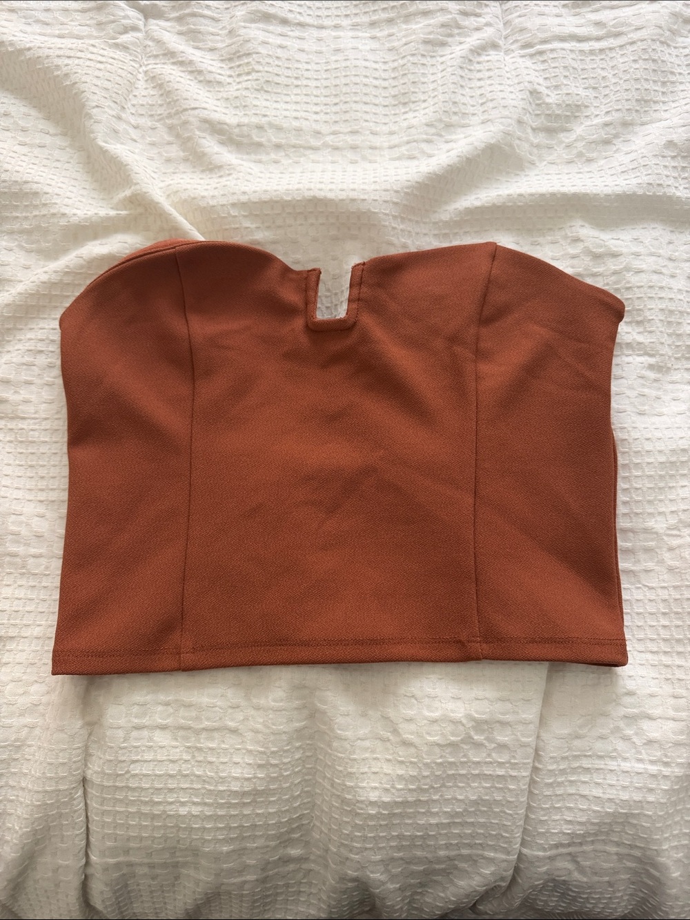 Abercrombie & Fitch Rust Strapless V-Notch Crop Top
